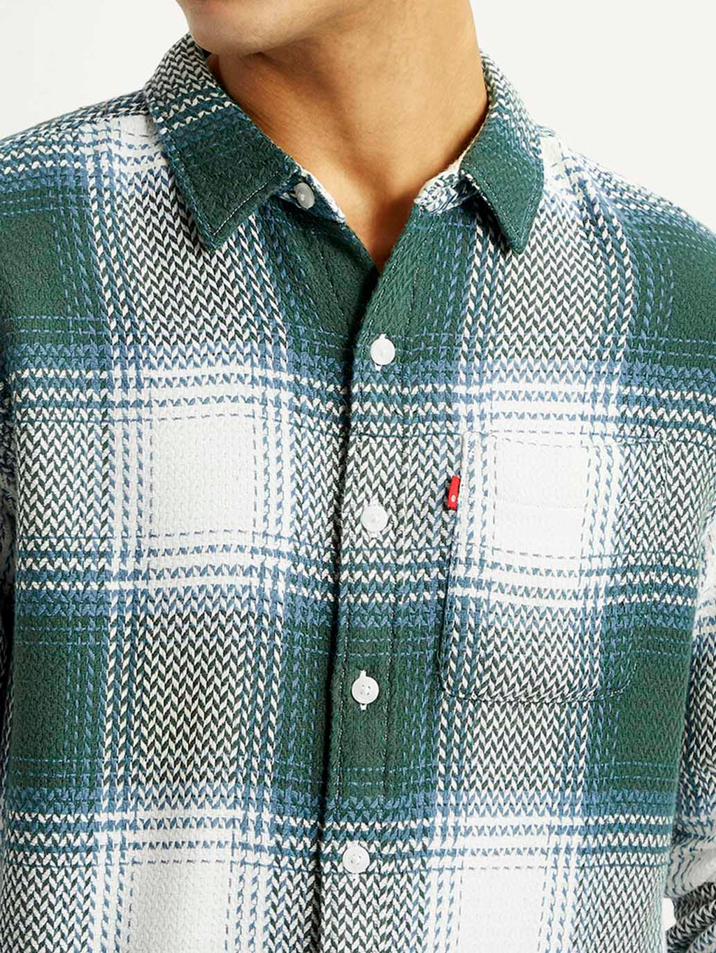Men's Textured Green Slim Fit Shirt
