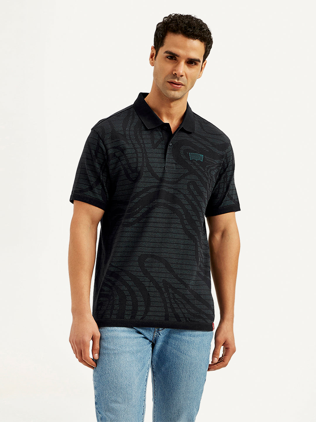Men's Abstract Print Slim Fit Polo T-Shirt