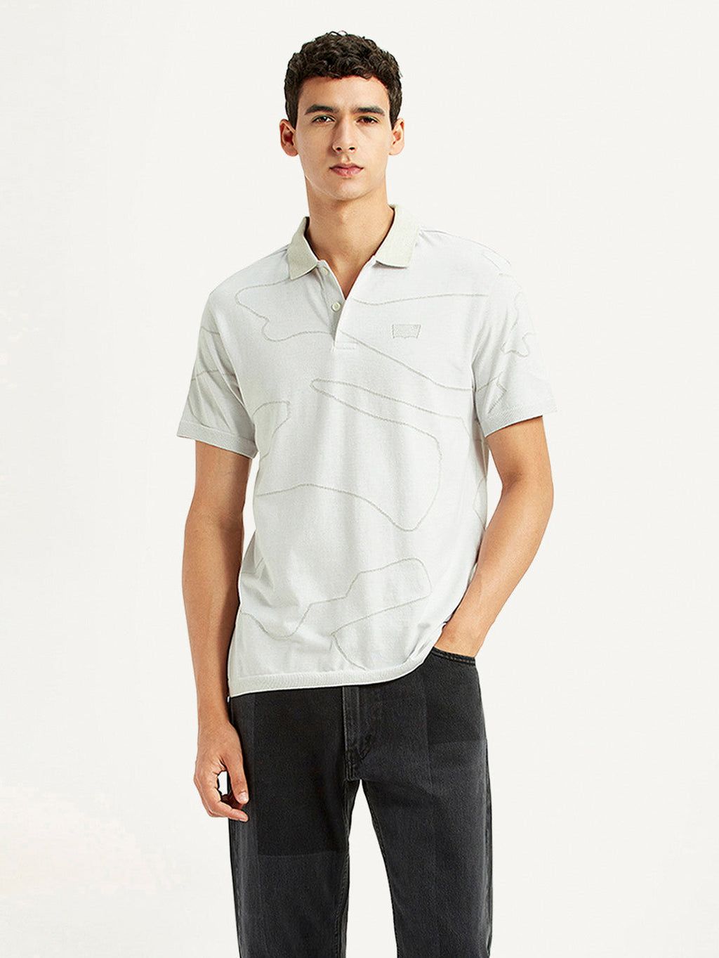 Men's Solid White Slim Fit Polo T-shirt