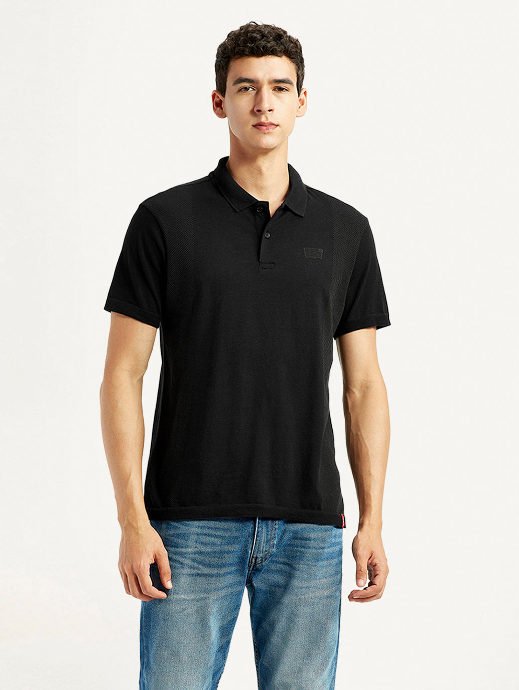 Men's Brand Logo Black Slim Fit Polo T-shirt