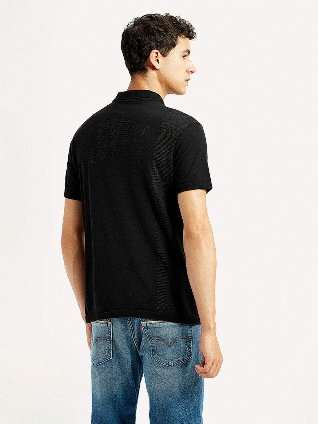 Men's Brand Logo Black Slim Fit Polo T-shirt