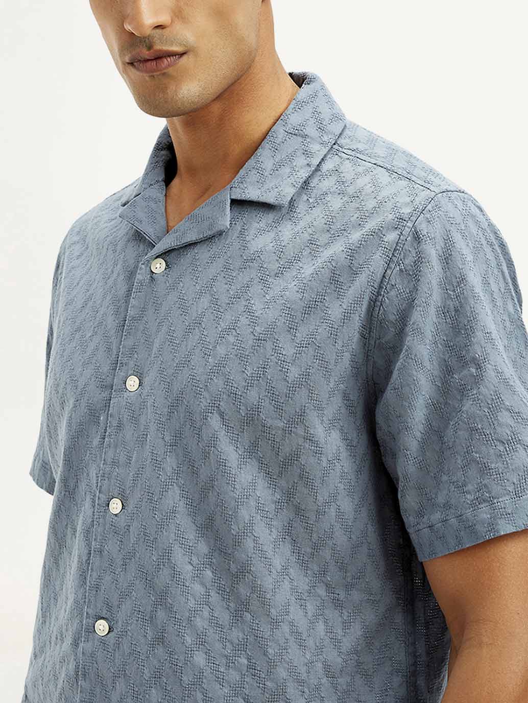 Men's Resort Collar Chevron Relaxed Fit Shirt
