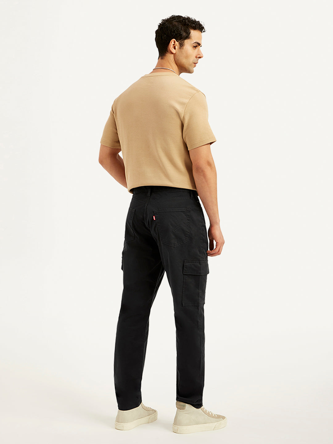 Men's Black Straight Fit Cargo Trousers