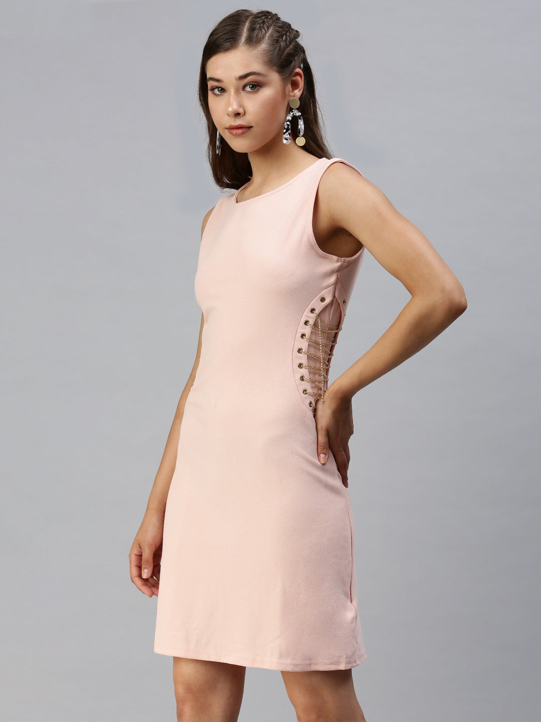 Women's Peach Scuba Sheath Dress