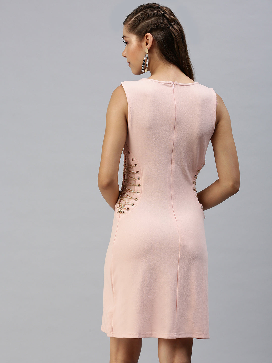 Women's Peach Scuba Sheath Dress