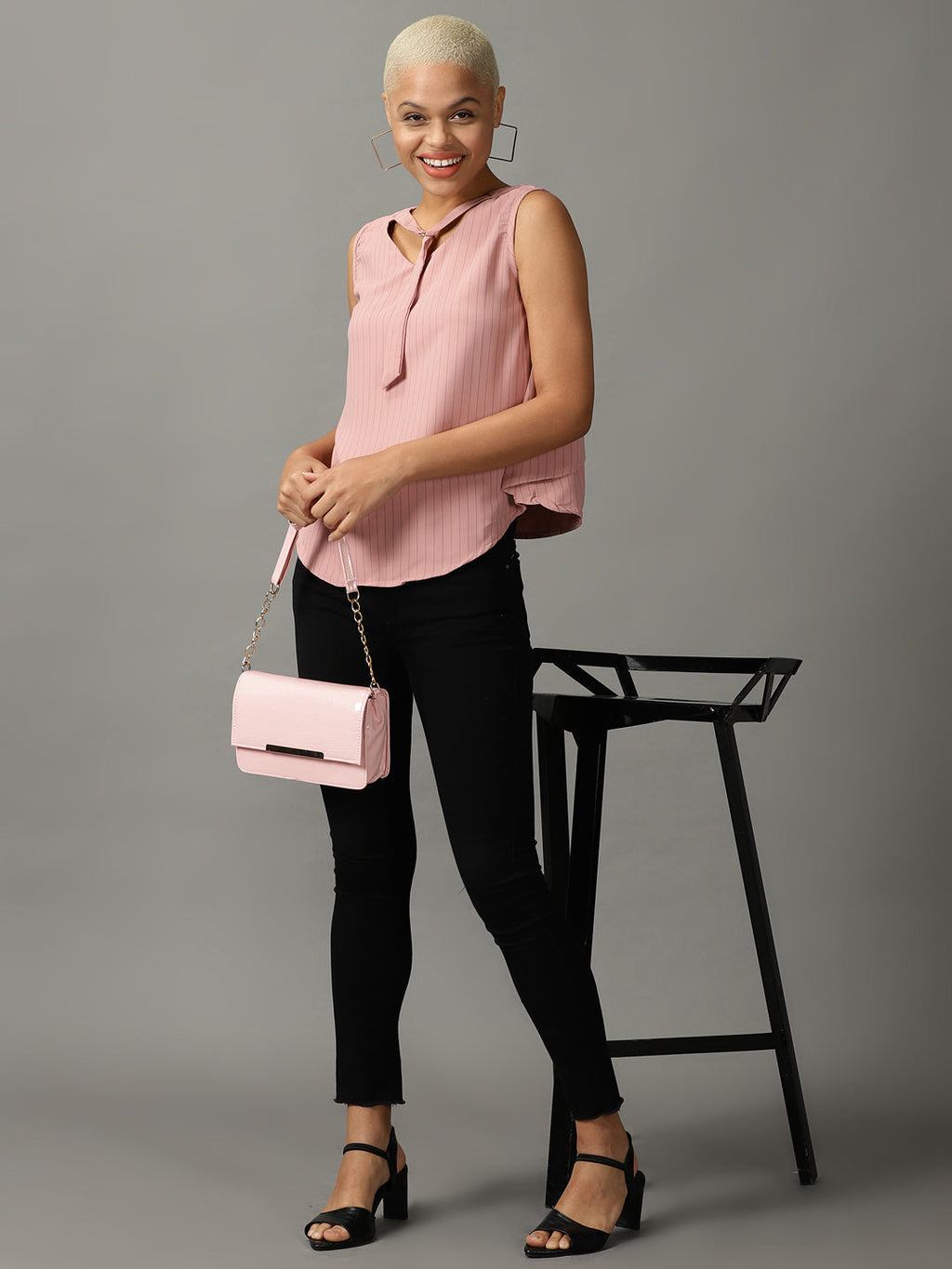Women's Peach Striped Top