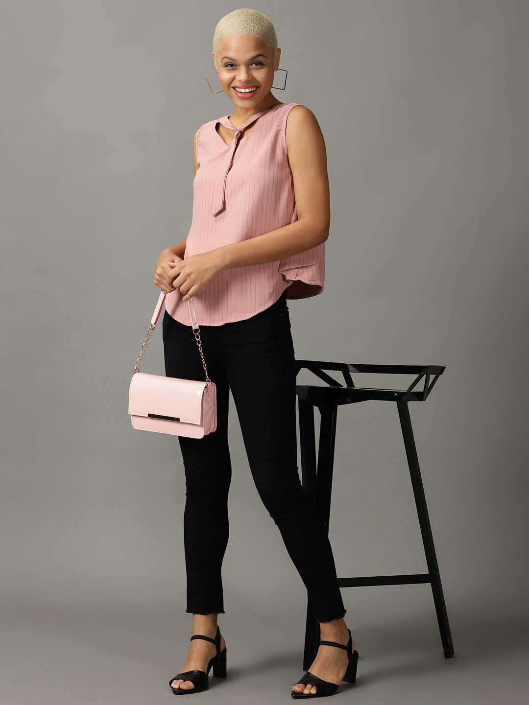 Women's Peach Striped Top