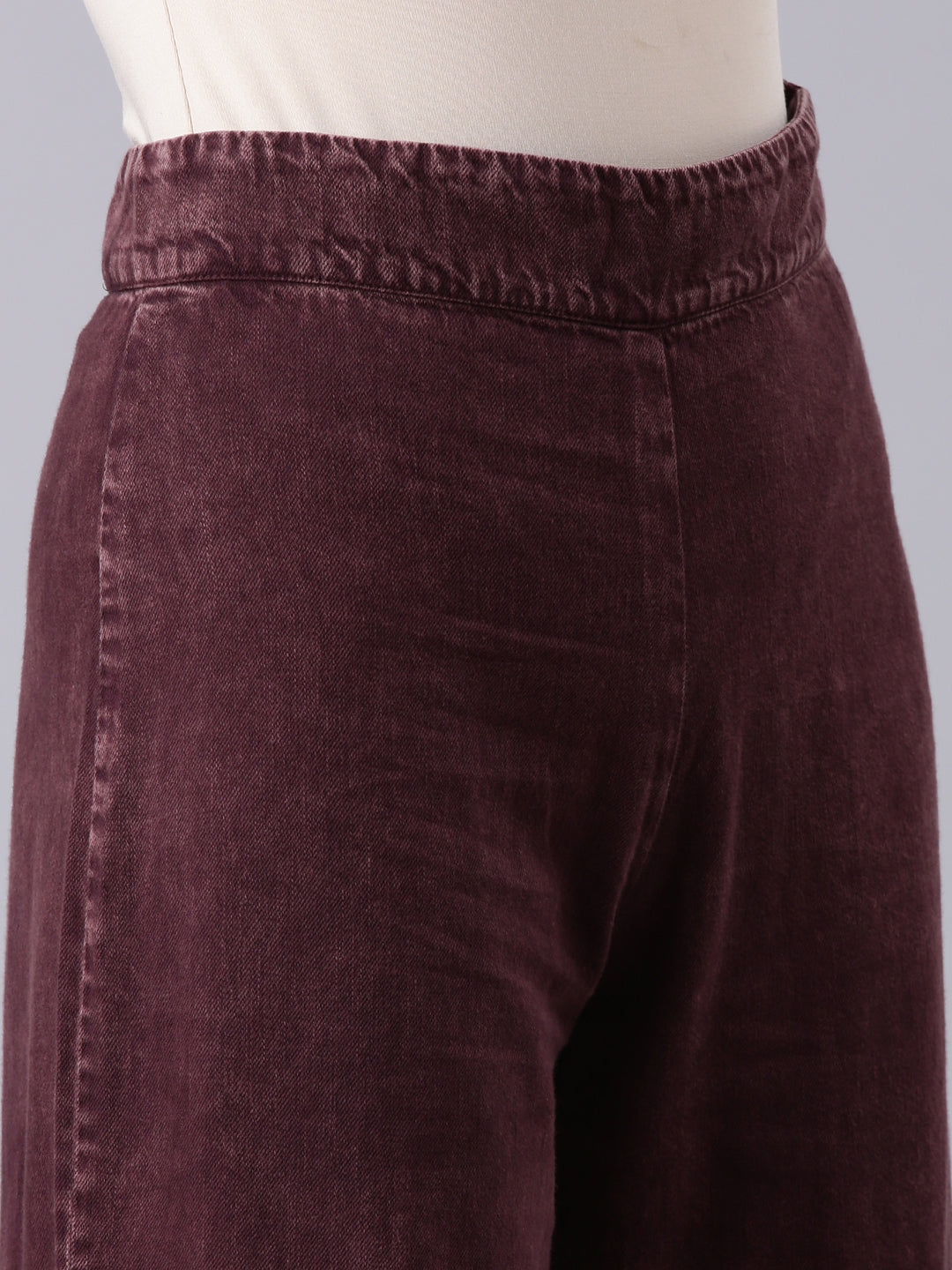Women's Burgandy Wide Leg Clean Look Jeans