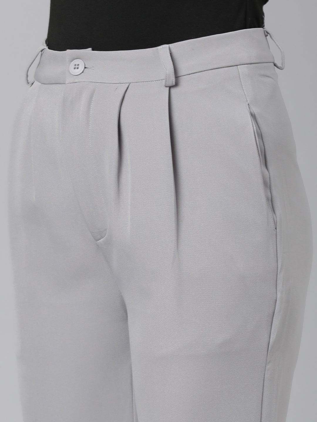 Women's Grey Relaxed Straight Leg Flared Cotton Bootcut Trouser