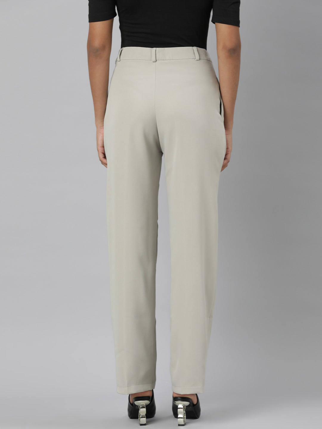 Women's Beige Relaxed Straight Fit Cotton Parallel Trouser