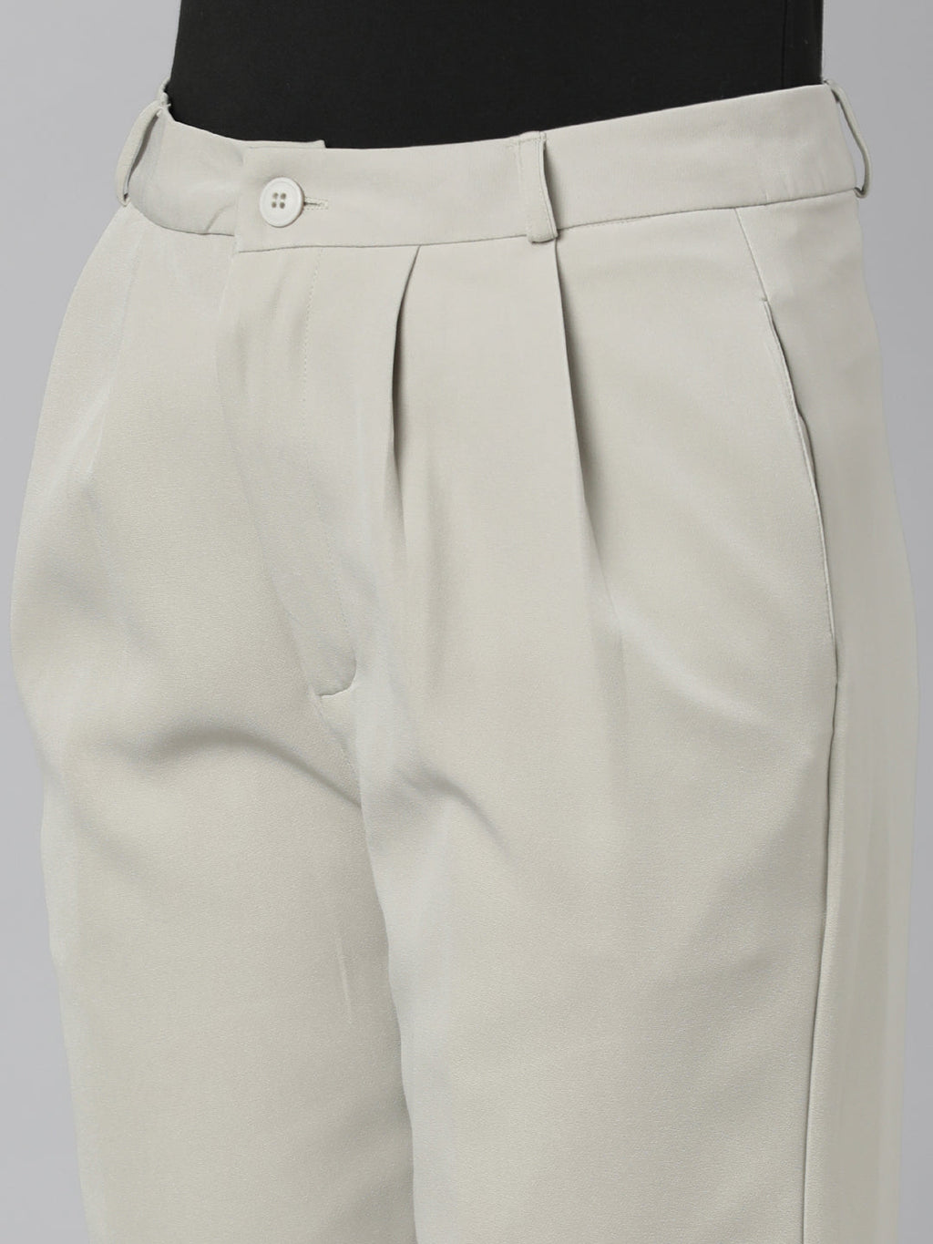 Women's Beige Relaxed Straight Fit Cotton Parallel Trouser