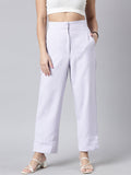 Women's Lavender Comfort Straight Fit Cotton Parallel Trouser