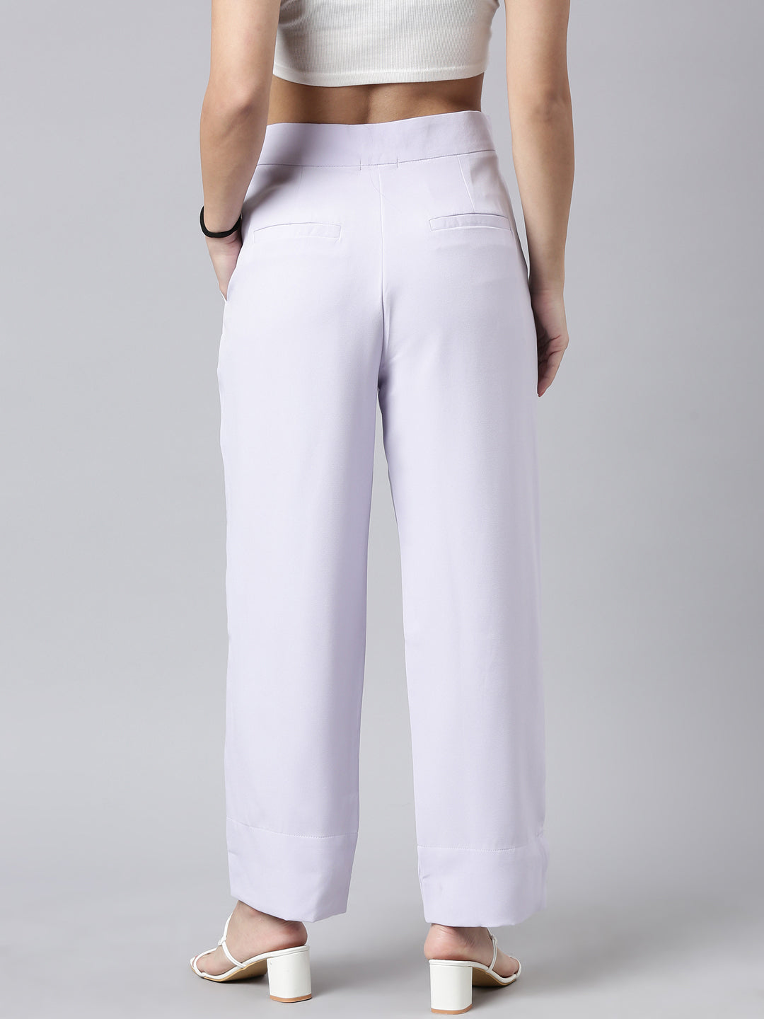 Women's Lavender Comfort Straight Fit Cotton Parallel Trouser