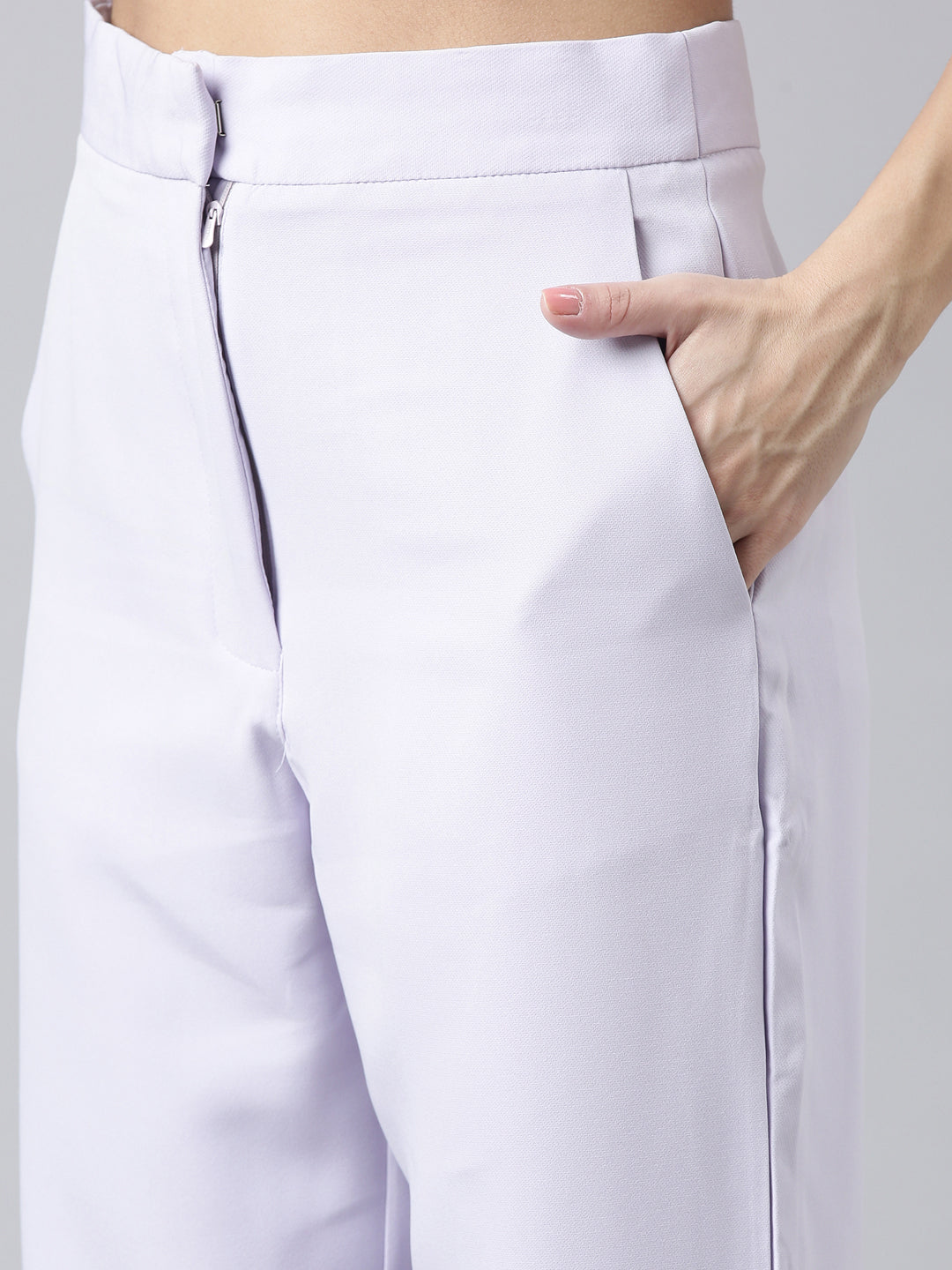 Women's Lavender Comfort Straight Fit Cotton Parallel Trouser