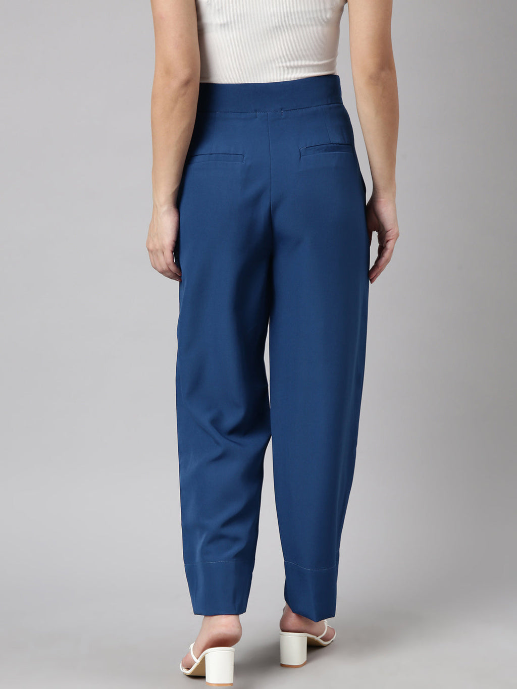 Women's Solid Teal Parallel Trousers