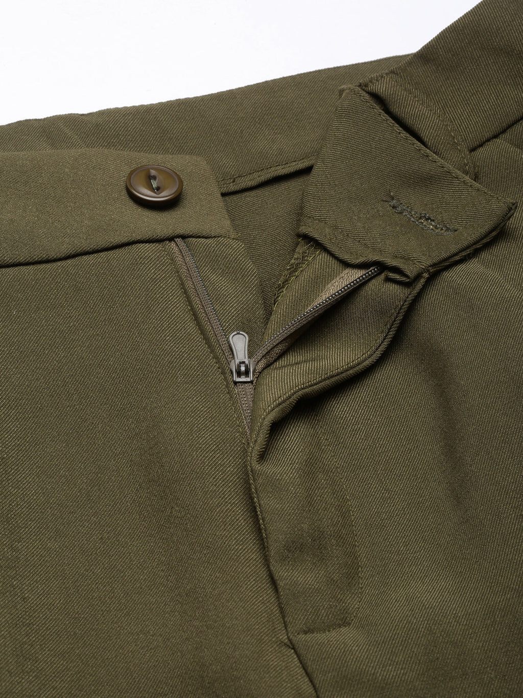 Women's Olive Comfort Fit Mid Rise Cotton Parallel Trouser