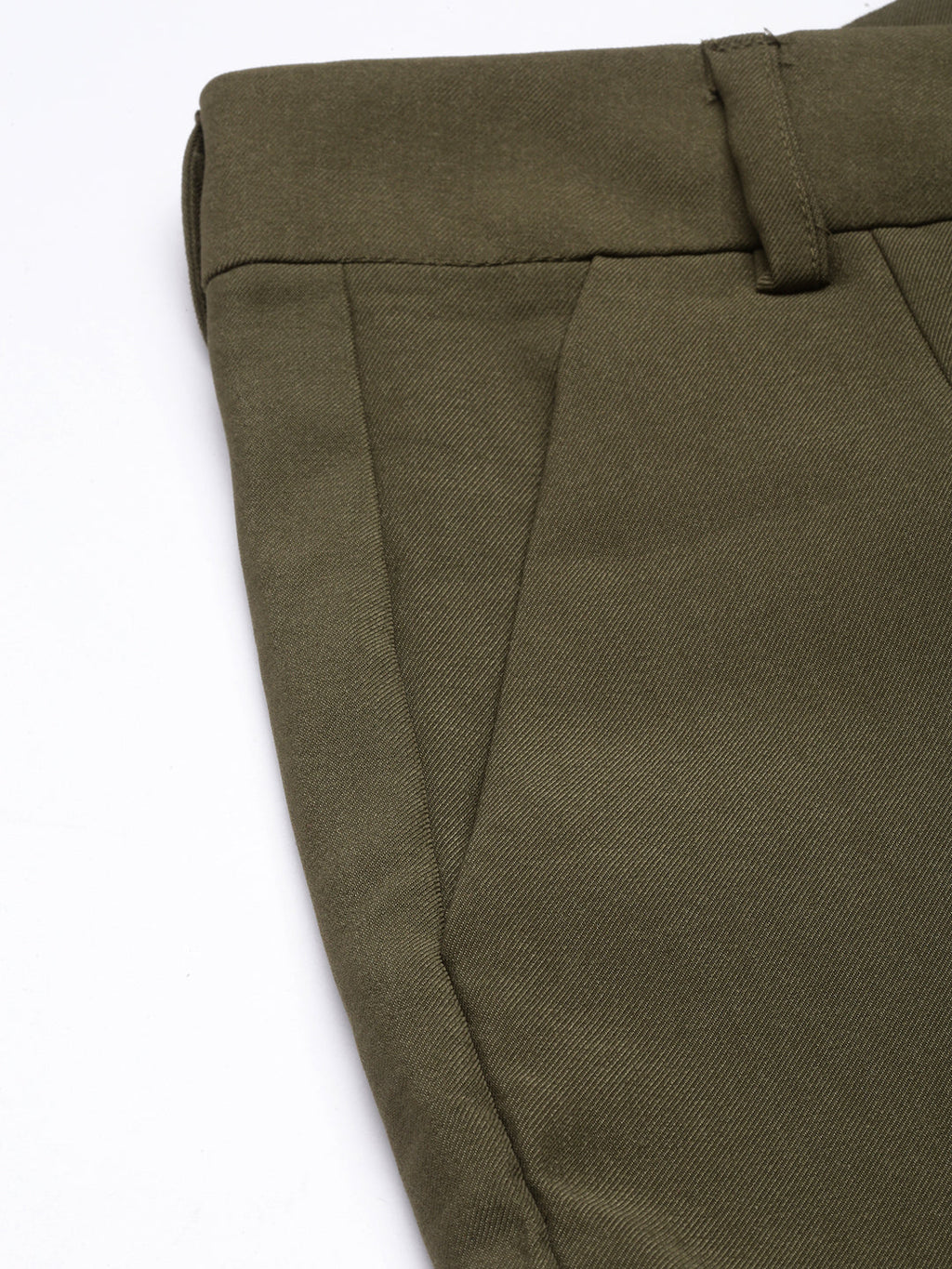 Women's Olive Comfort Fit Mid Rise Cotton Parallel Trouser