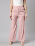 Women's Peach Comfort Cotton Regular Fit Parallel Trousers