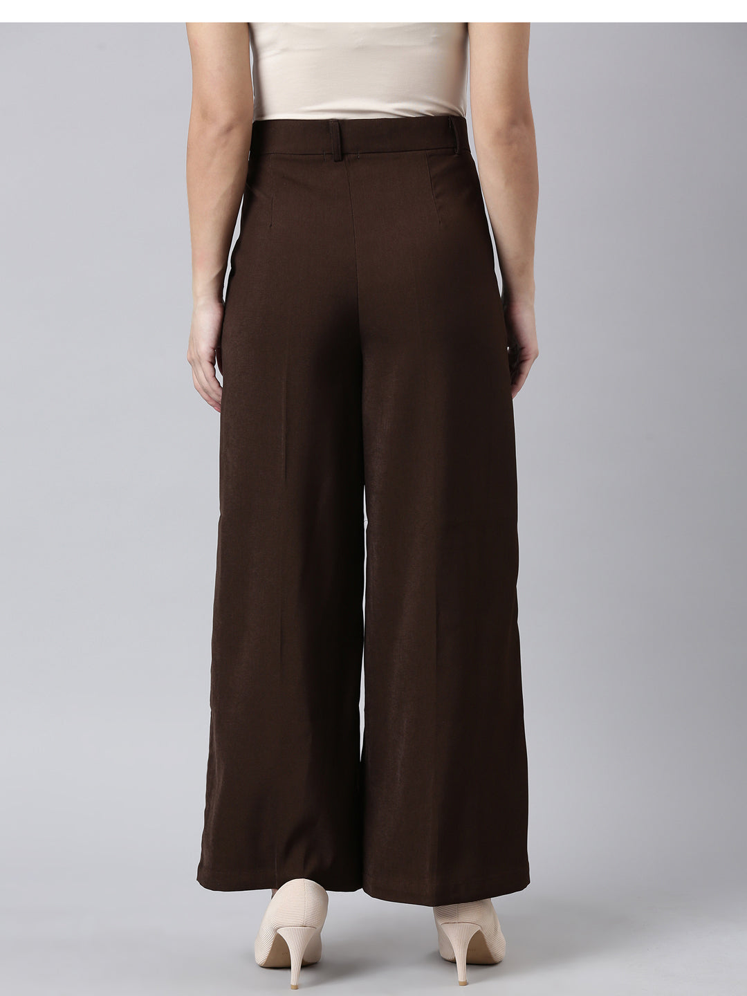 Women's Brown Comfort Cotton Parallel Trouser