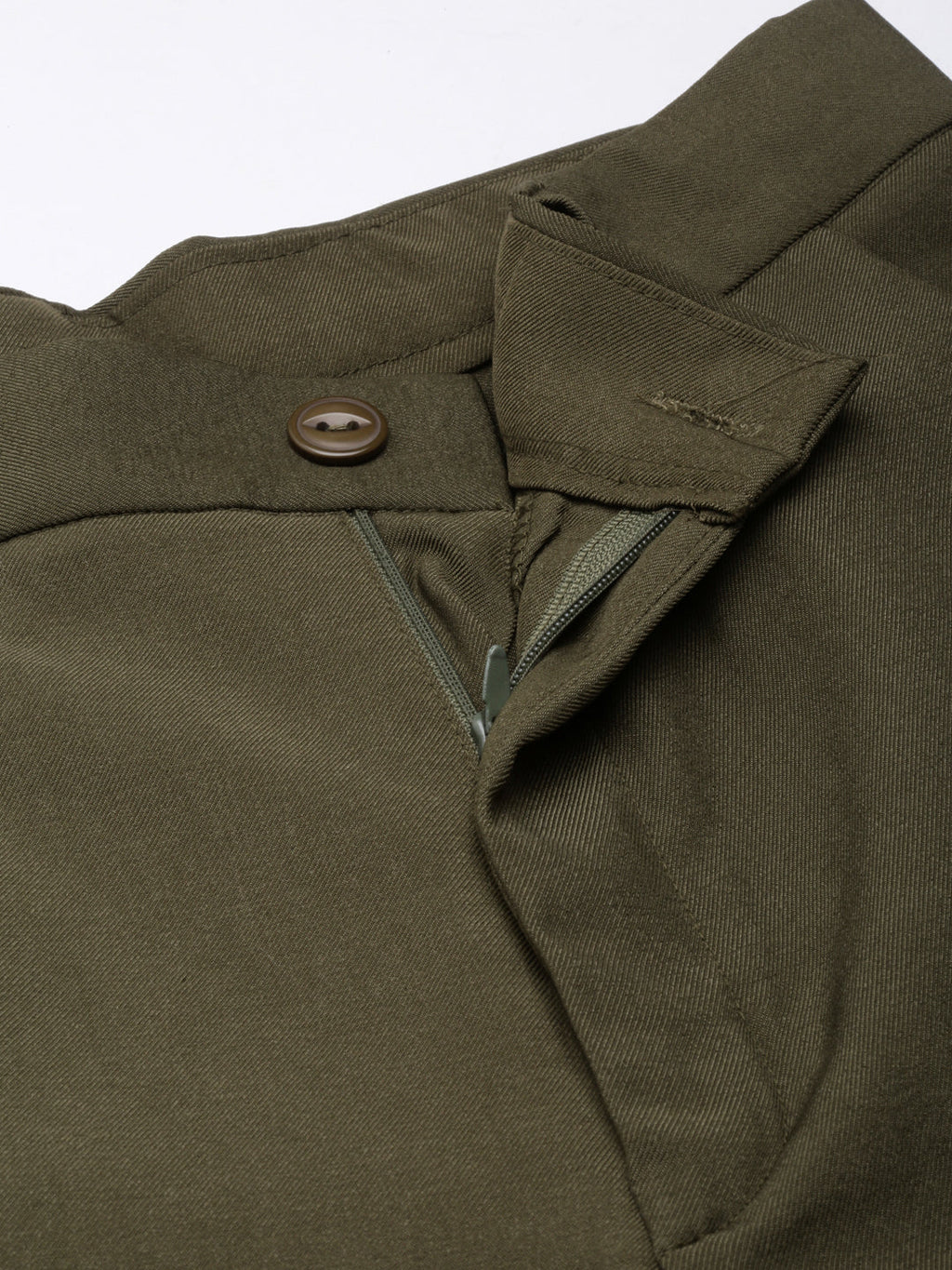 Women's Olive Regular Fit Cotton Comfort Parallel Trousers