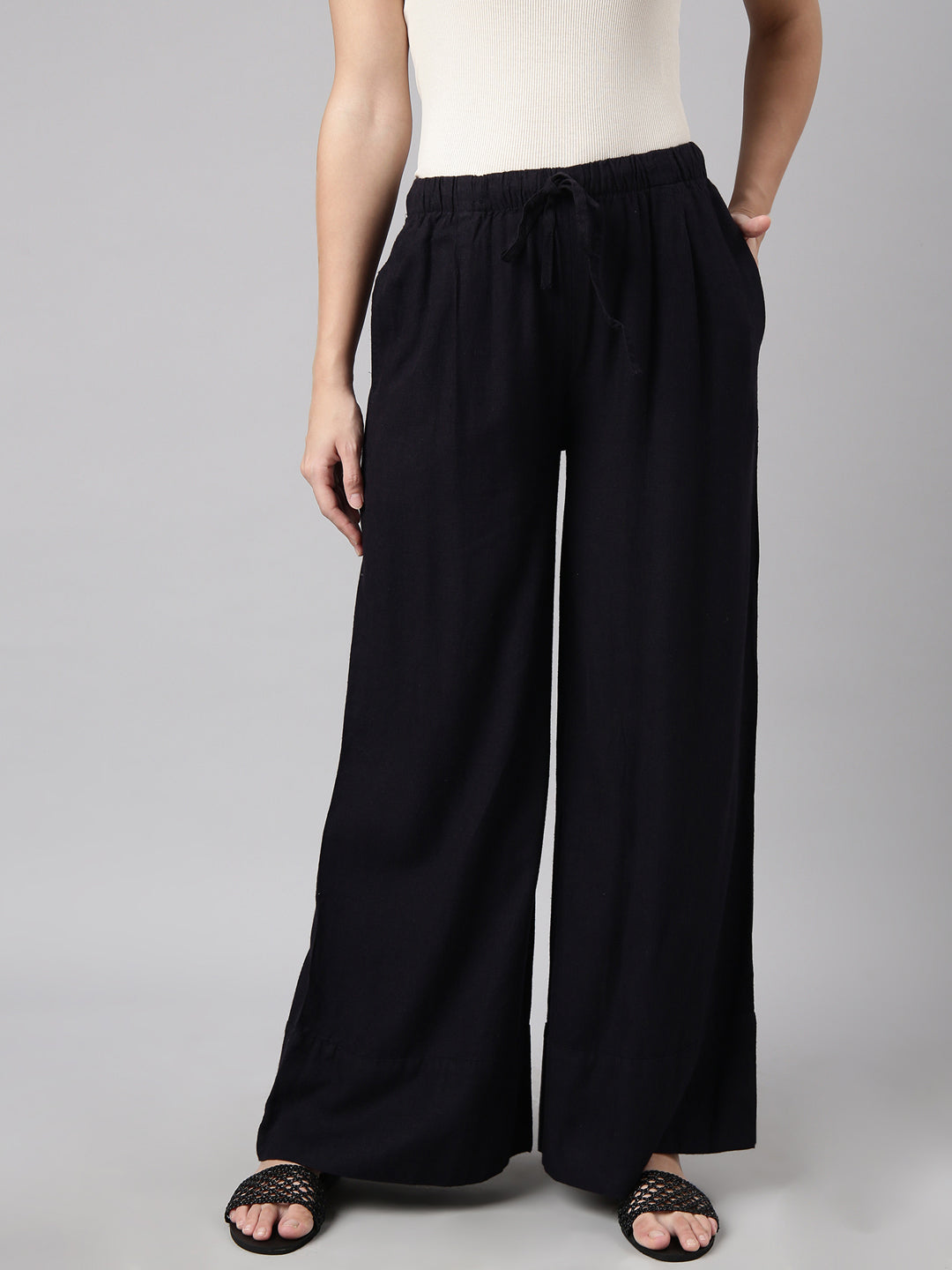Women's Navy Blue Wide Leg Palazzos