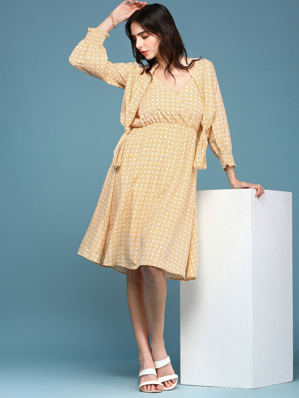 Women's Yellow Crepe Dress