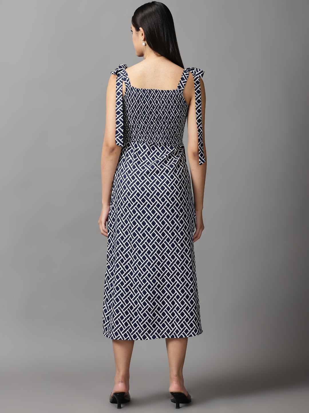 Women's Navy Blue Fit & Flare Dress