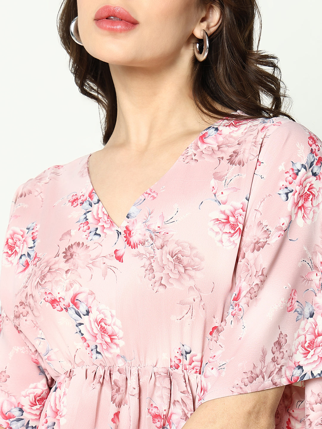 Women's Pink Floral Fit & Flare Top