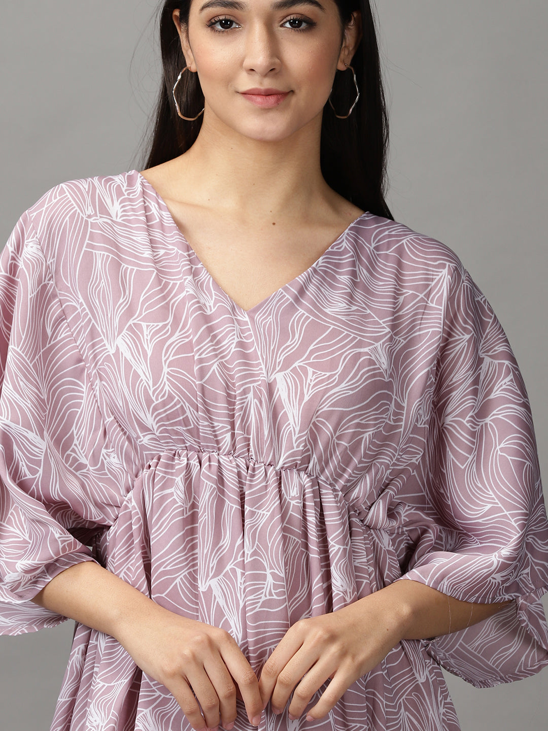 Women's Mauve Chiffon Fit & Flare Dress