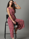 Women's Mauve Geometric Printed Culotte Jumpsuit
