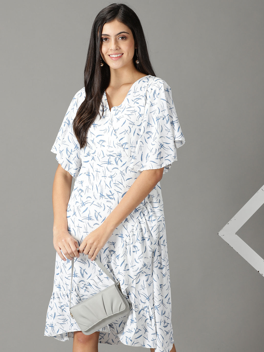 Women's White Crepe Wrap Dress