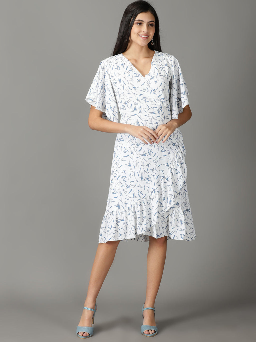 Women's White Crepe Wrap Dress