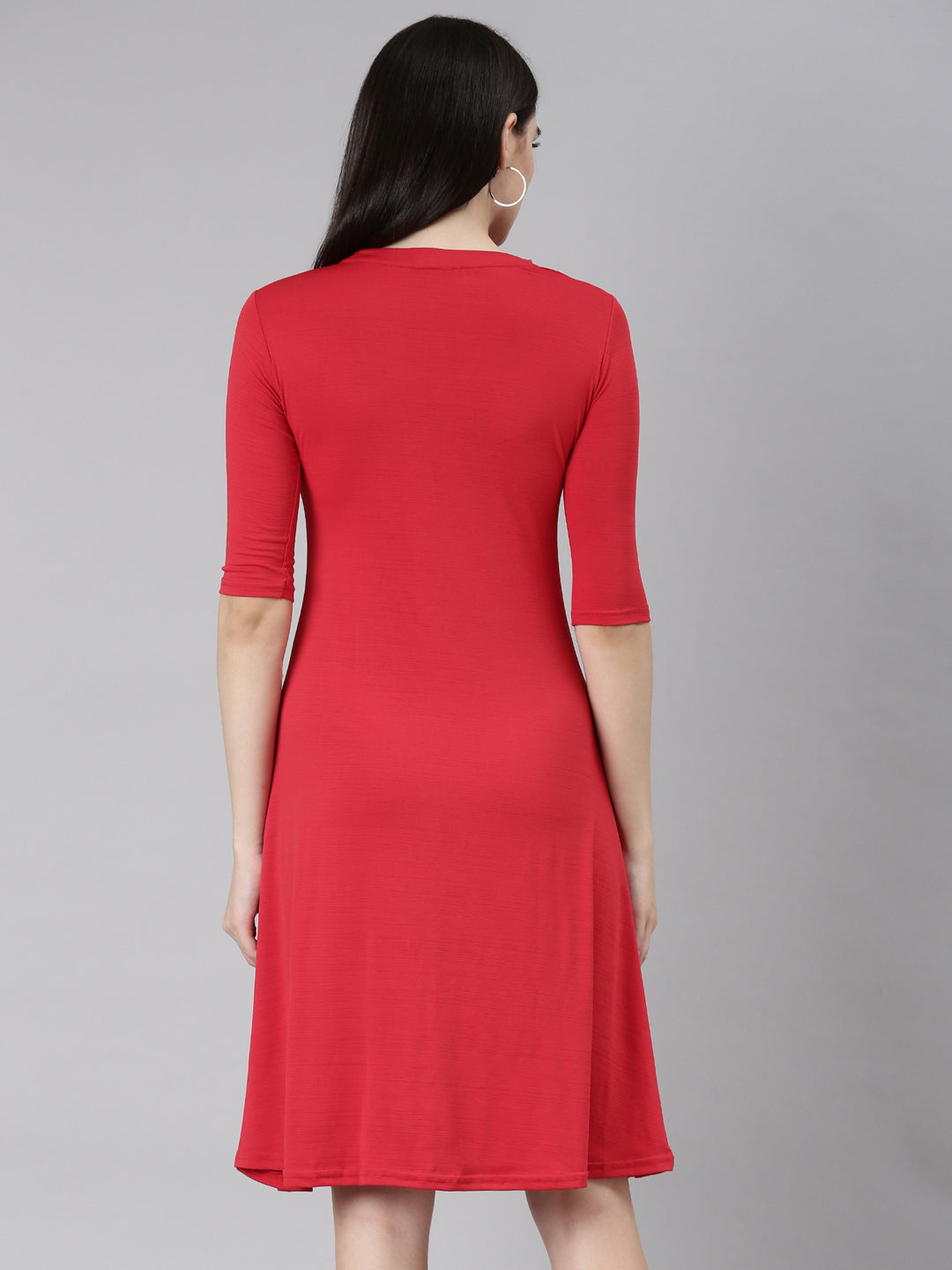 Women's Red Typography Printed T-shirt Dress
