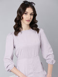 Women's Taupe Printed Puff Sleeves Cotton Basic Jumpsuit
