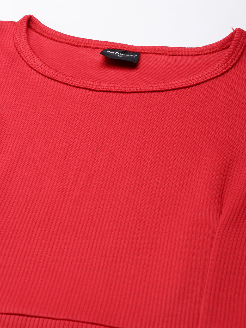 Women's Red Round Neck Sheath Dress