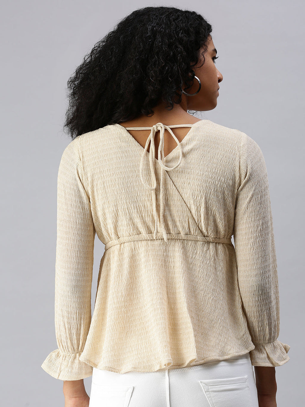 Women's Cream Wrap Top