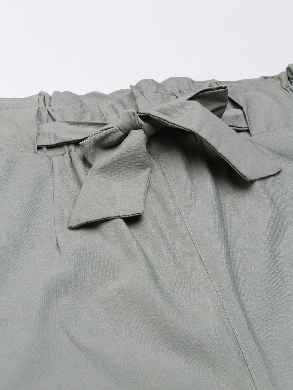 Women's Grey High-Rise Pleated Cigarette Trousers