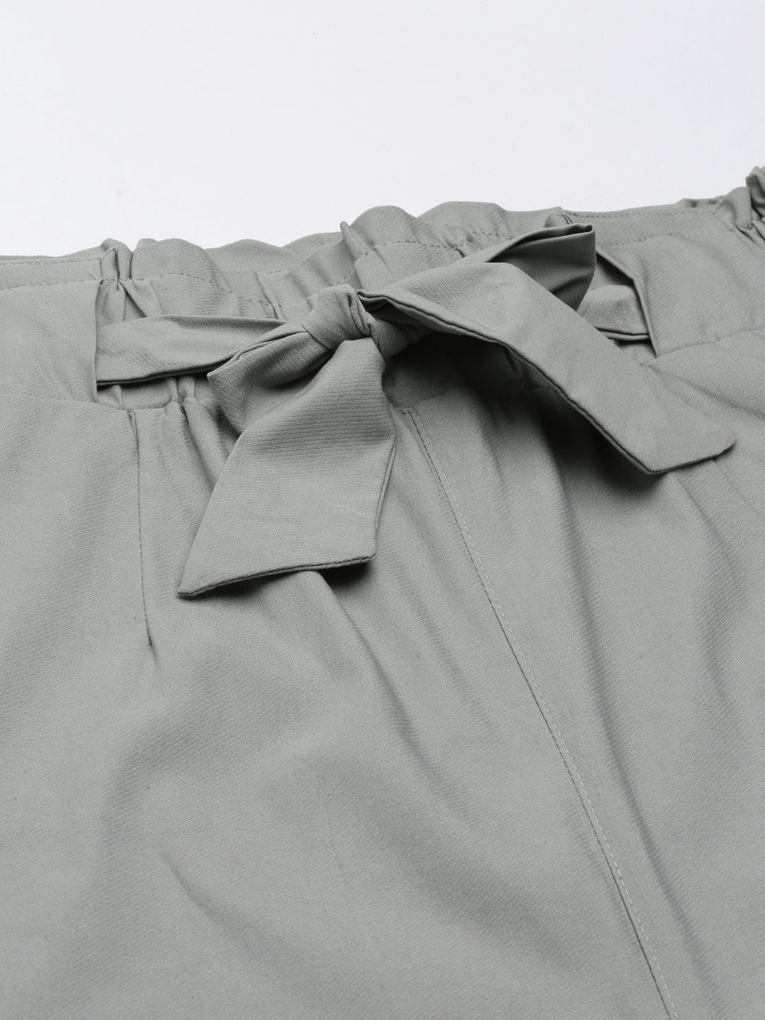 Women's Grey High-Rise Pleated Cigarette Trousers