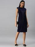 Women's Navy Blue Extended Sleeves Sheath Dress
