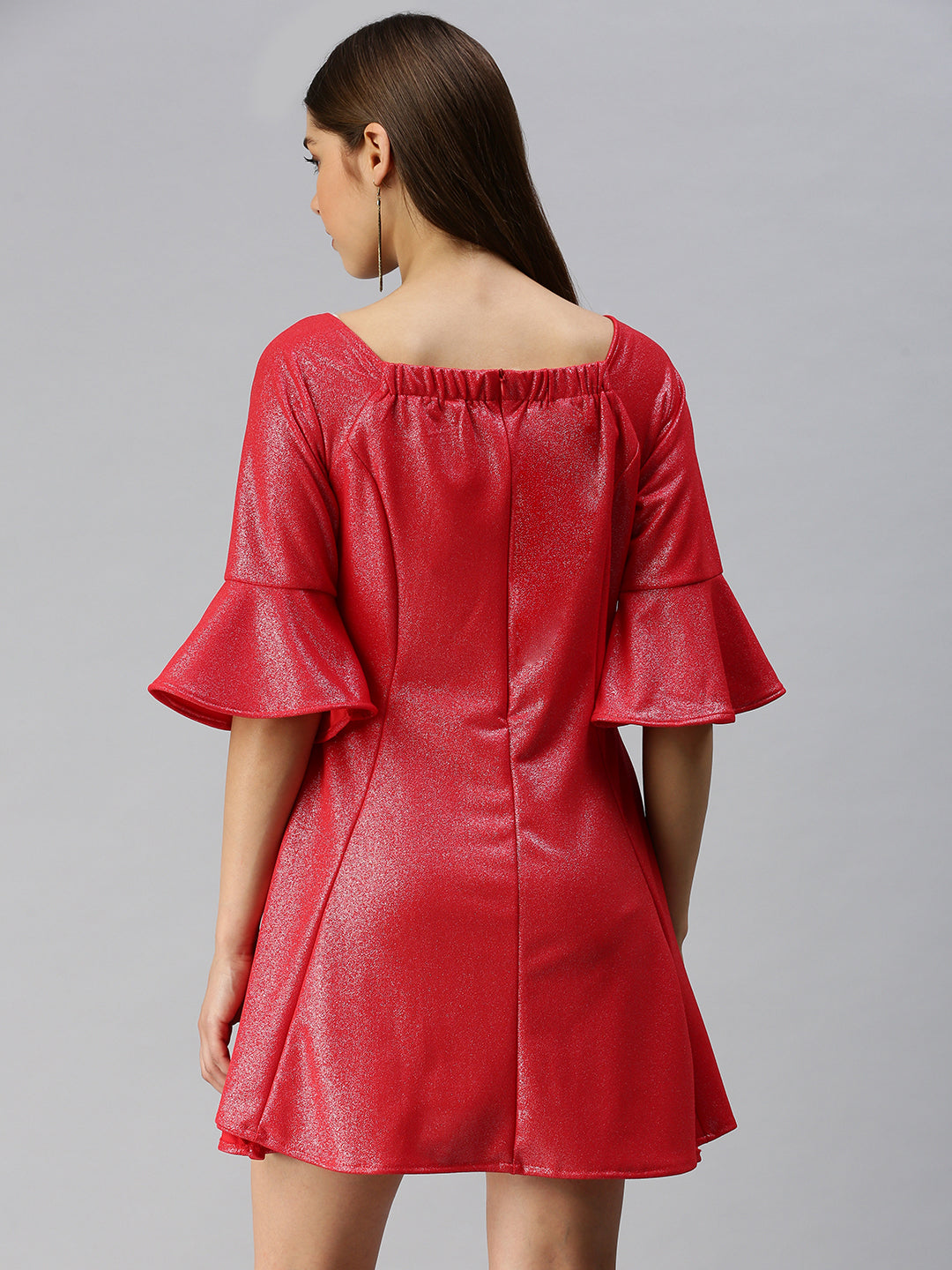 Women's Red Scuba A-Line Dress