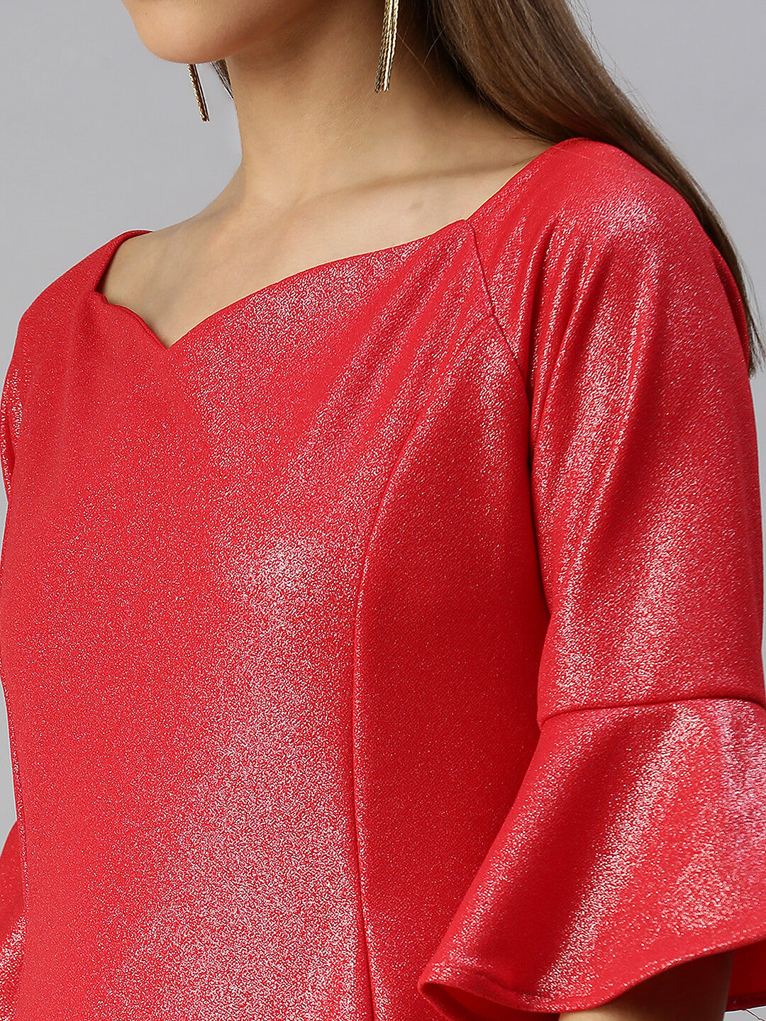 Women's Red Scuba A-Line Dress