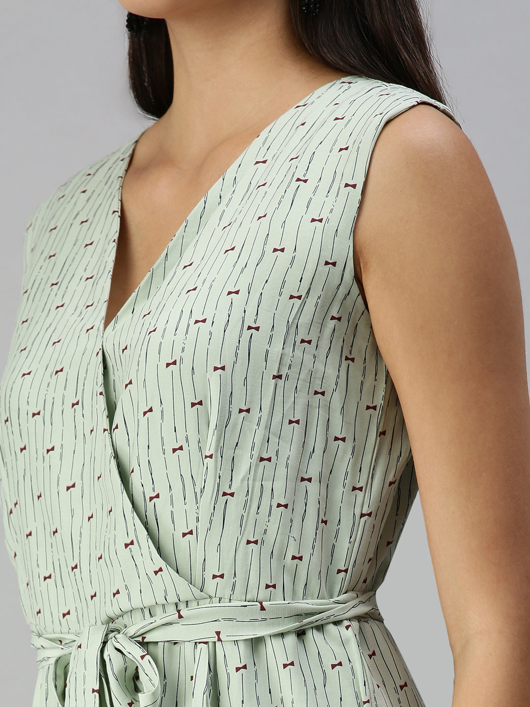 Women's Green Printed Basic Jumpsuit