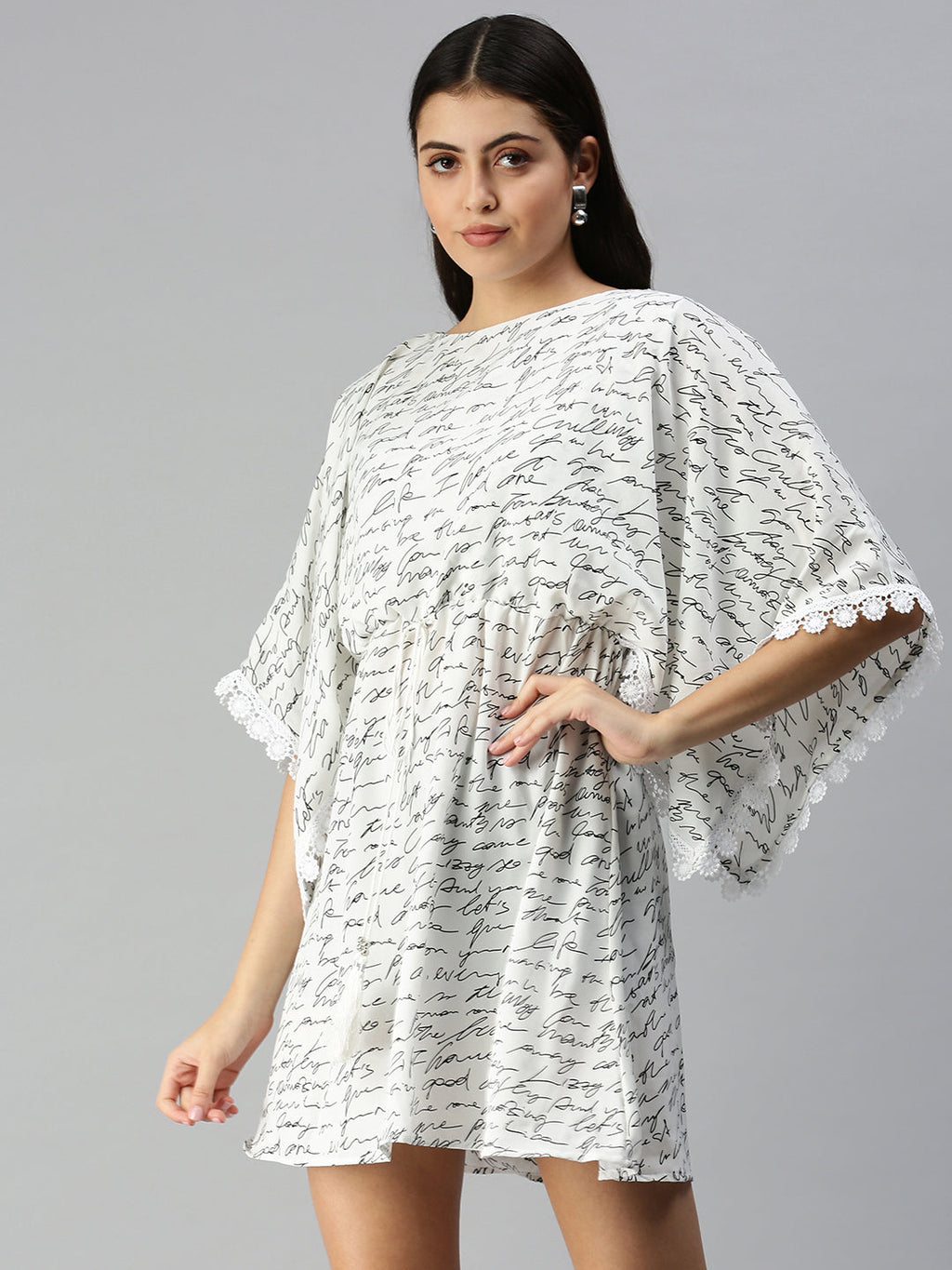 Women's White Floral A-Line Mini Dress