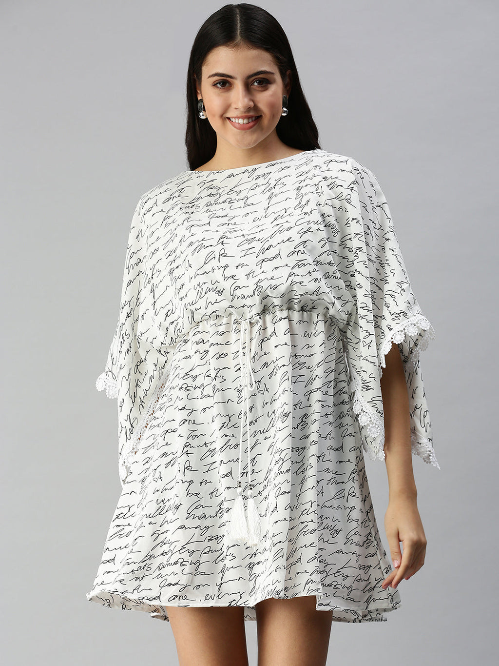 Women's White Floral A-Line Mini Dress