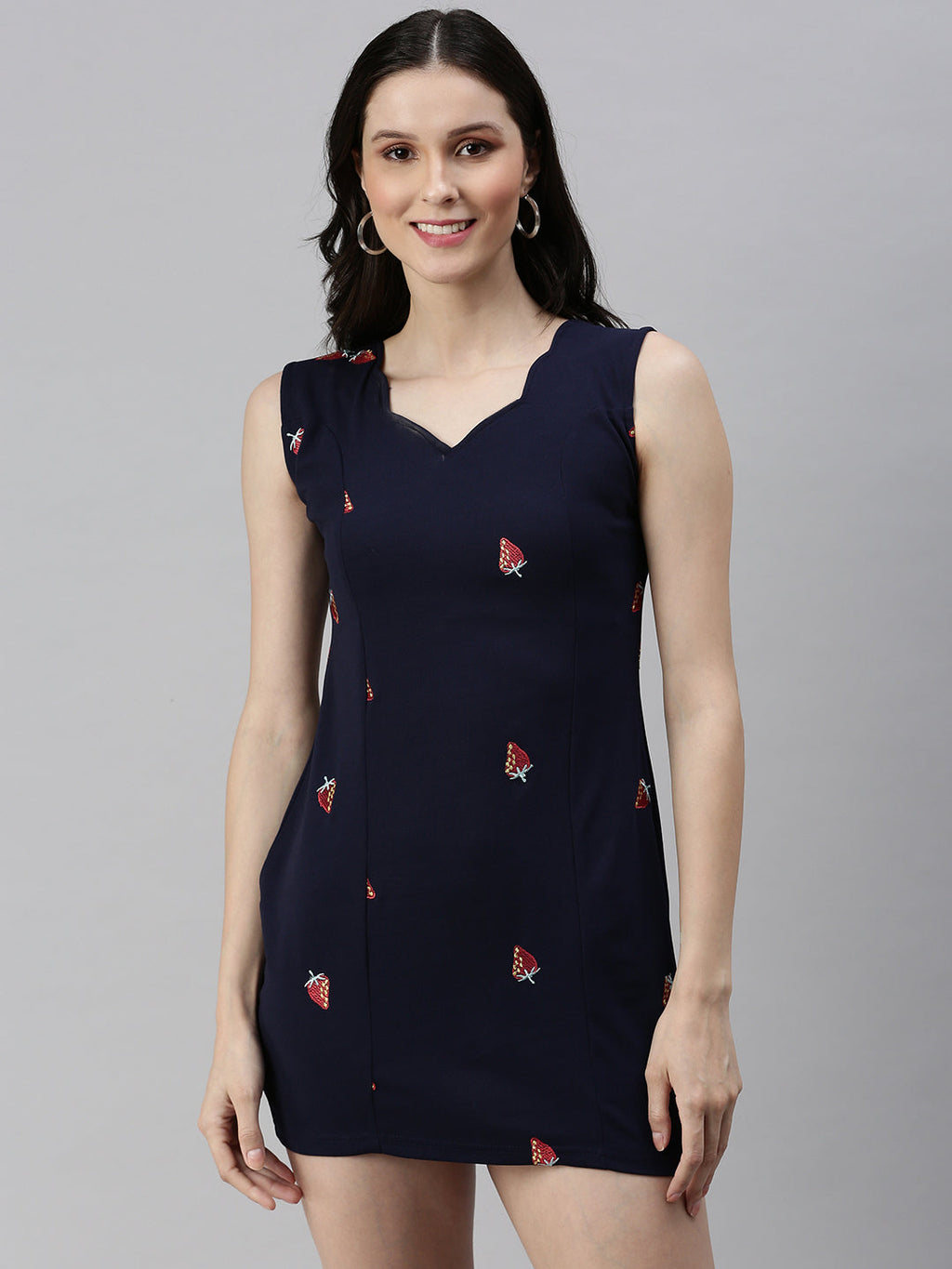Women's Navy Blue Scuba Bodycon Dress