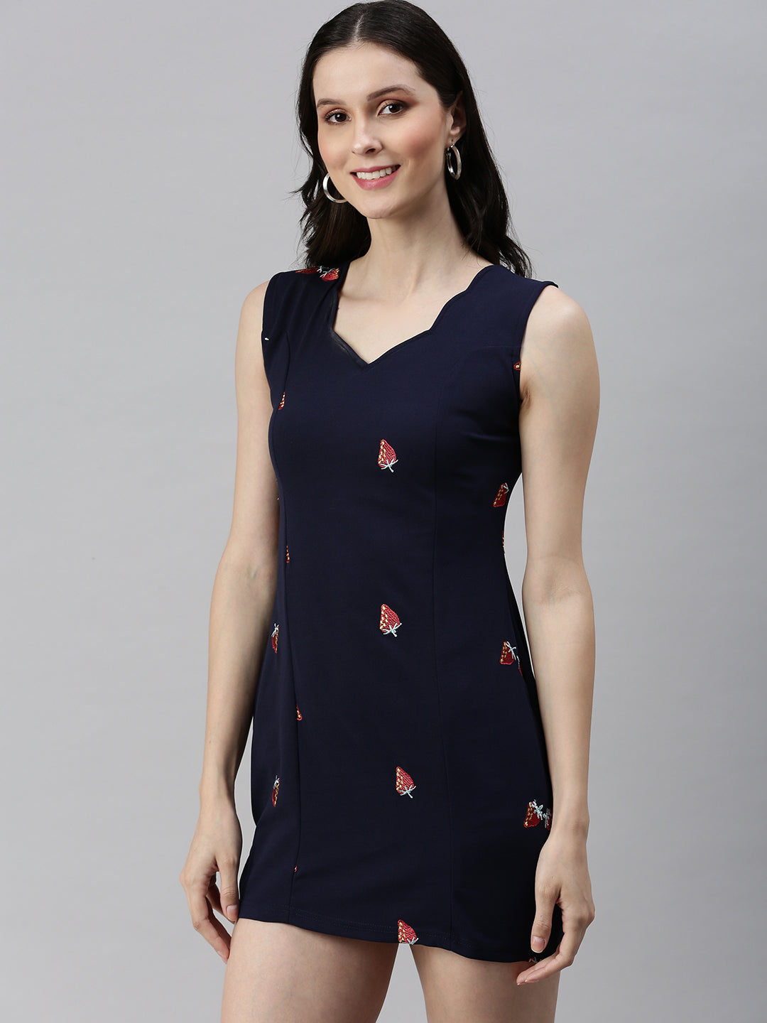Women's Navy Blue Scuba Bodycon Dress