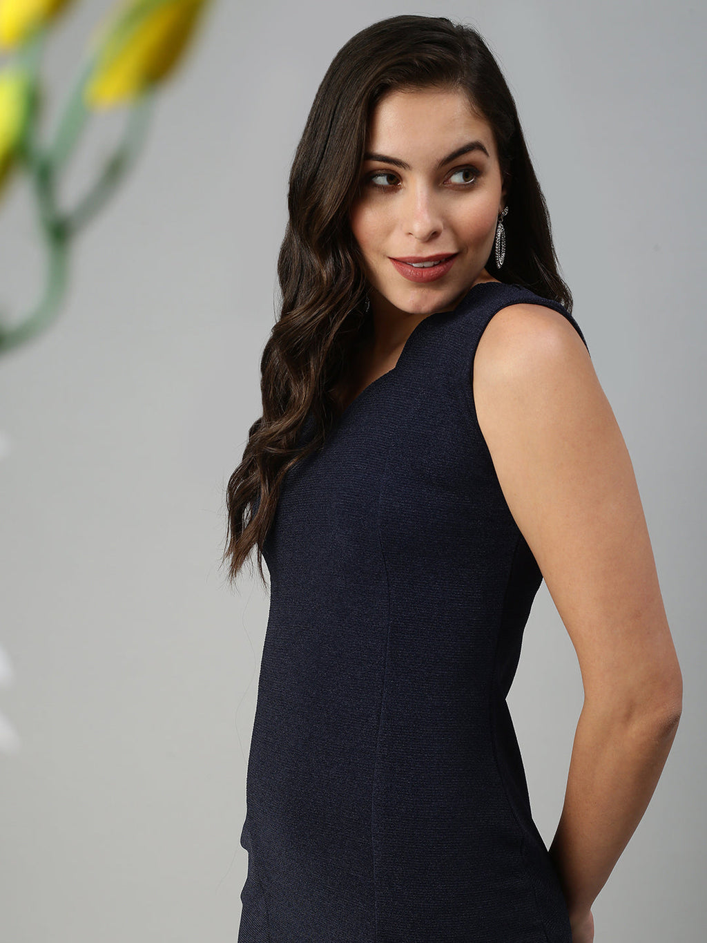 Women's Navy Blue Scuba Bodycon Dress