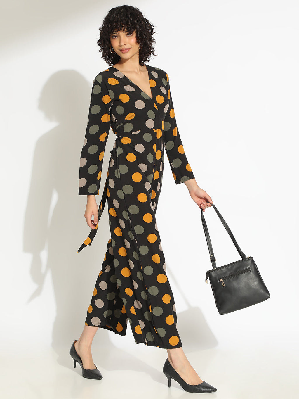 Women's Black Polka Dot Jumpsuit