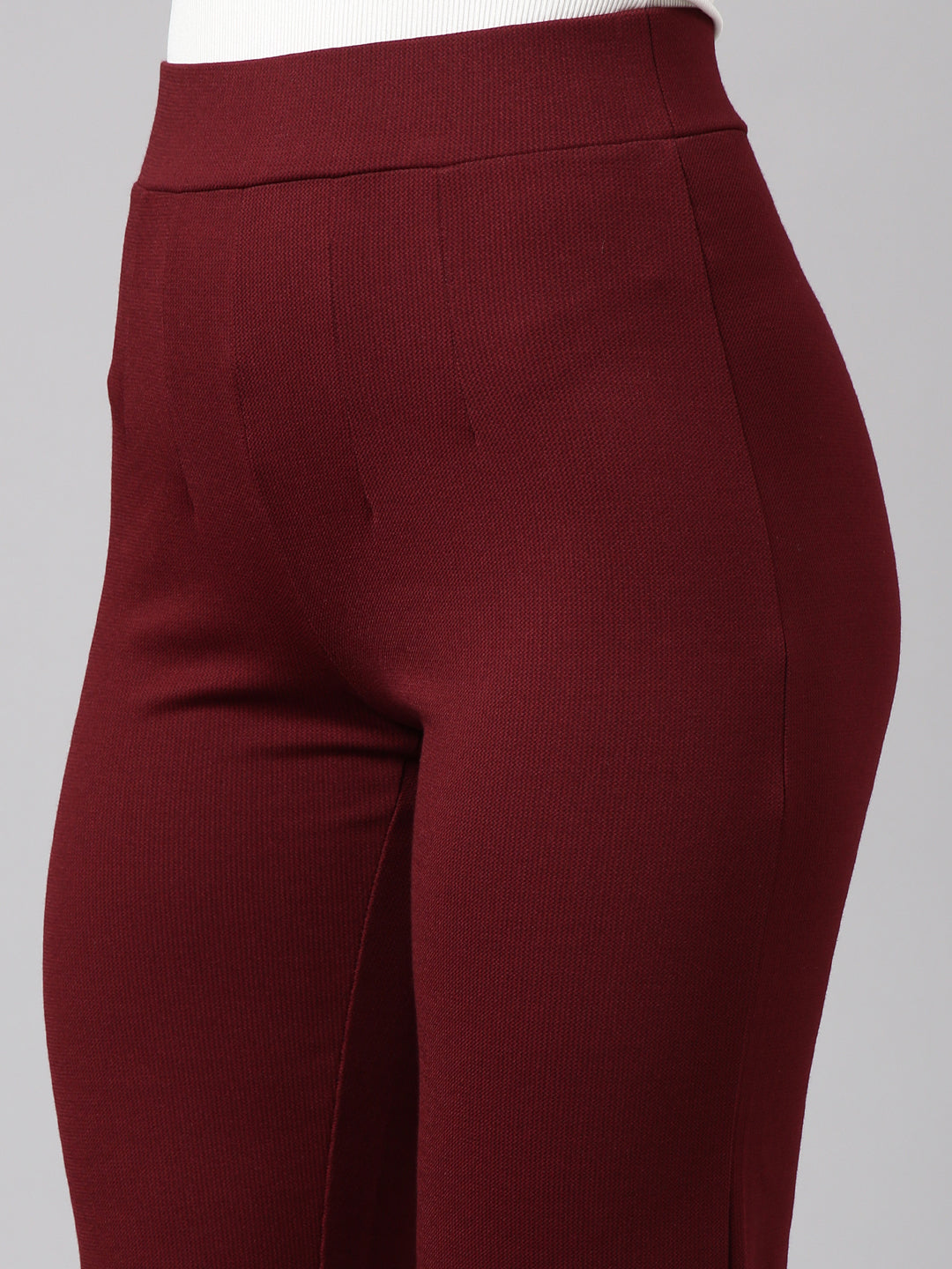 Women's Maroon Comfort Cotton Straight Fit Regular Trouser