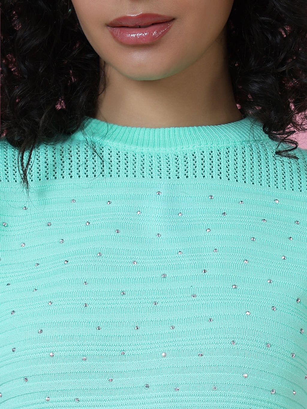 Women's Sea Green Crochet Top